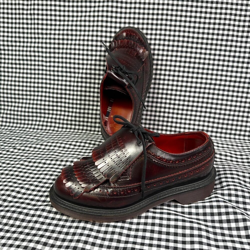 Dr Martens Elizabeth Triple Kilty Wingtips Oxford Shoes Arcadia Cherry Red US 5